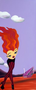 This is the piece that is in the A/NT Gallery this month. Flame Haired Girl is on her way home for the Holidays. 